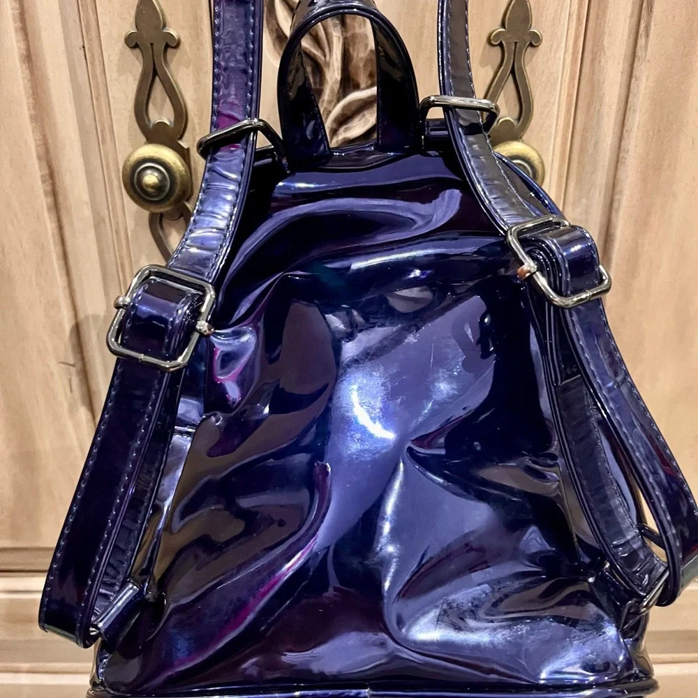 Call It Spring Shiny Dark Purple Navy Backpack - Picture 3 of 15